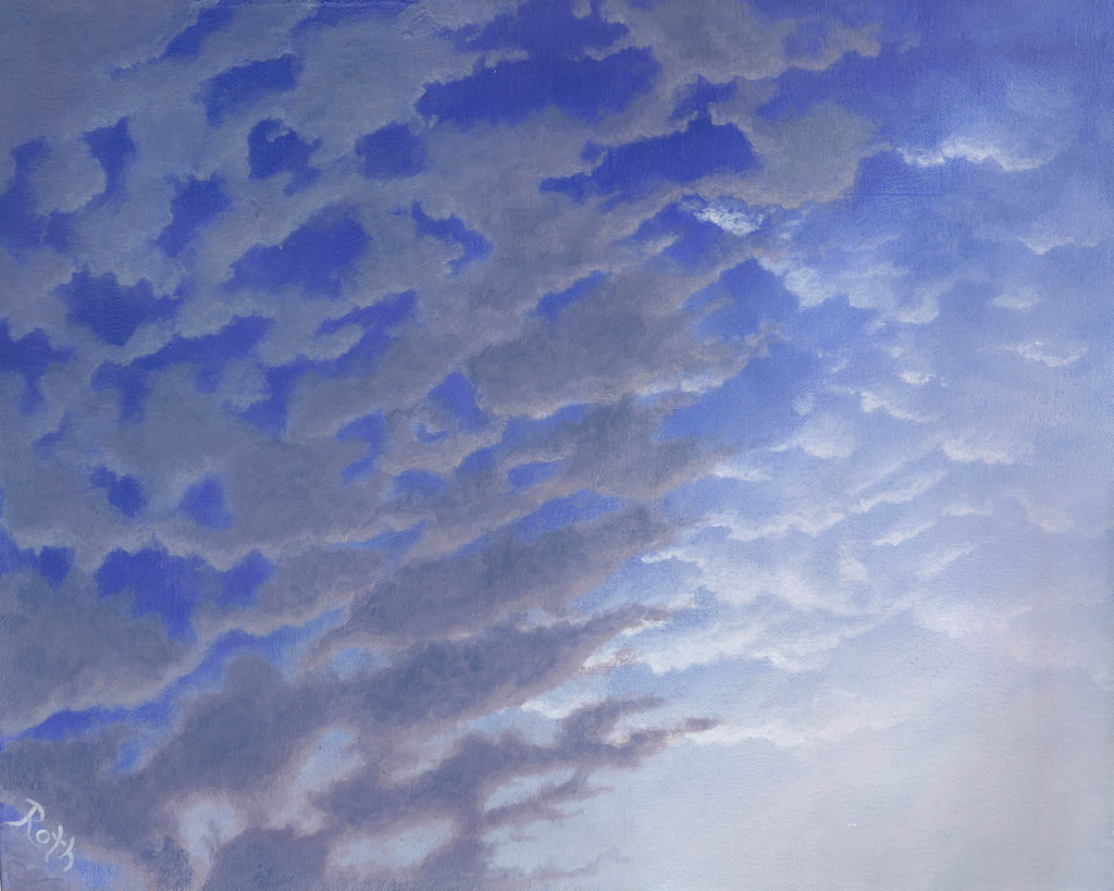 Grey Clouds at Dawn Print of Acrylic Landscape Painting by Harold Roth