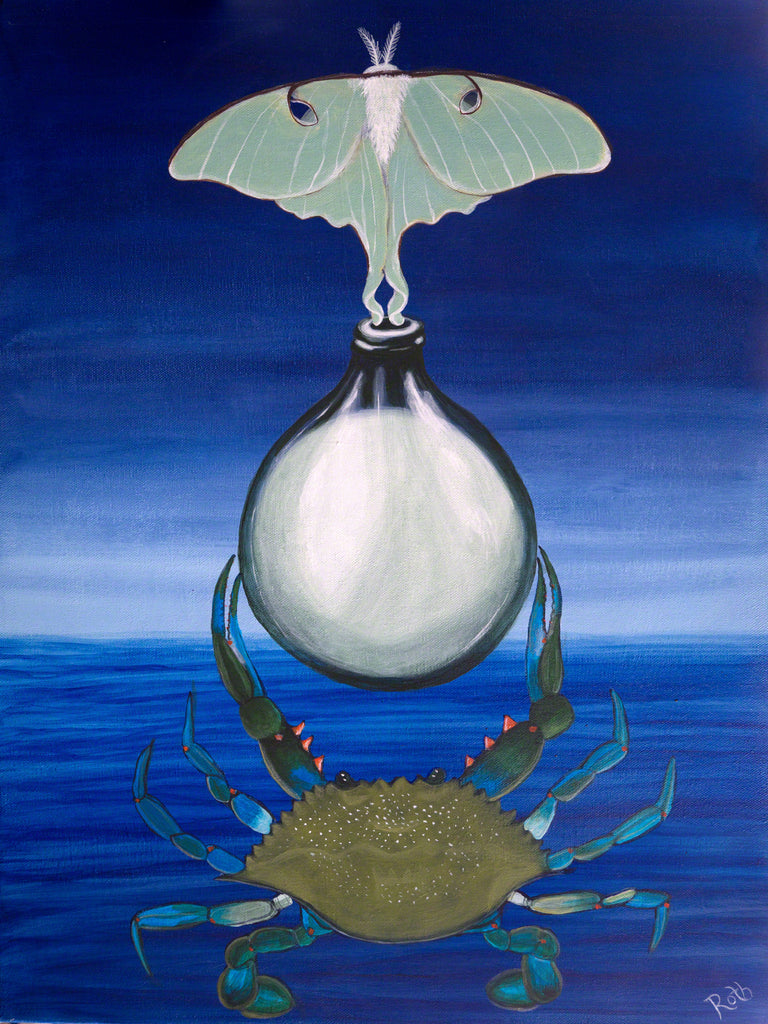 Moon Vessel Archival Print of Surreal Painting by Harold Roth