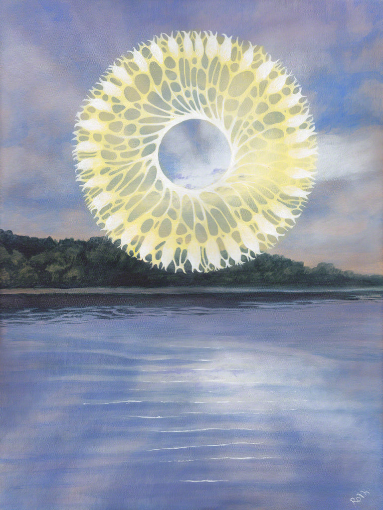 Sun Wheel Surreal Acrylic Painting by Harold Roth